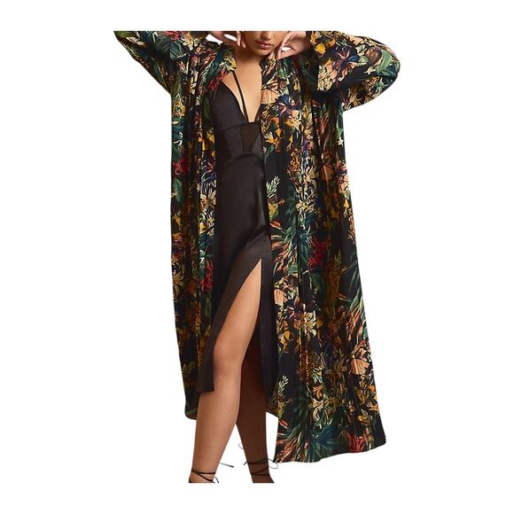 Anthropologie Jackets & Blazers - Anthropologie Pleated Black Motif Kimono Duster
